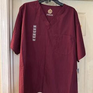 Sanibel Works 2X Scrubs Burgundy Shirt short sleeve NWTS